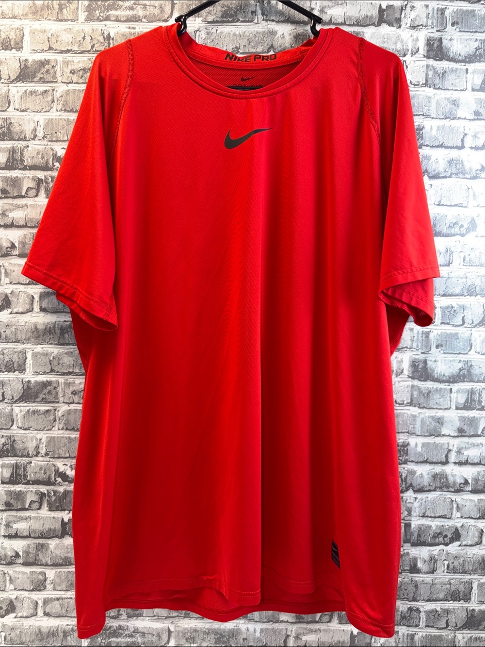 Nike Pro Red Short-Sleeve Performance Tee with Black Swoosh